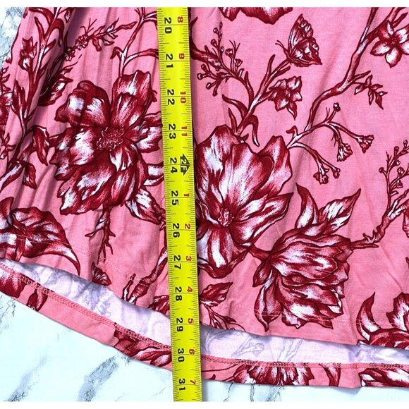 JM Collection Womens Pink Floral 3/4 Sleeve Top 1X  Rayon Blend Peach Kiss - Picture 4 of 7